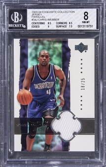 2003-04 UD "Exquisite Collection" Jersey Parallel #34J Chris Webber Patch Card (#18/25) - BGS NM-MT 8
